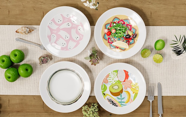 Zbliżenie na trzy talerze z różnymi daniami