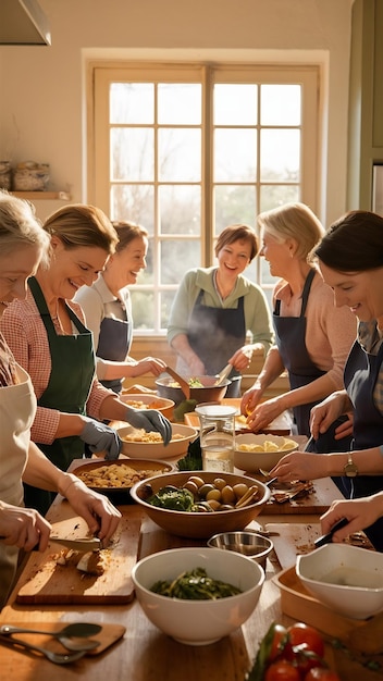 Zespół gotujący razem w kuchni